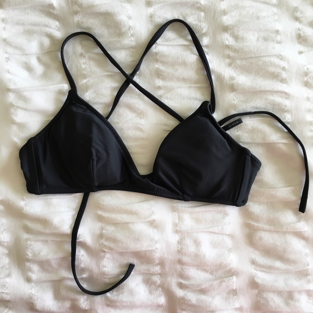J. Crew french halter swimsuit top- charcoal gray